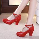 New 2022 Fashion Women Pumps With High Heels For Ladies Work Shoes Dancing Platform Pumps Women Genuine Leather Shoes Mary
