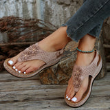 Breakj Size Summer Flip-Flops Flower Cake Variety Bottom Slippers Large Size Casual Female Rubber Sandals Buckle Belt