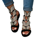 Drill Flat Bottom Clasp Large Size Women's Sandals At
