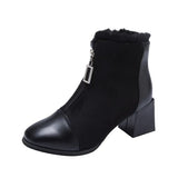 Women Boots Comfortable Plush Warm Fur Ladies Ankle Boots Elegant High Heels Solid Color Convenient Zipper Female