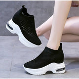 Women Sneakers Breathable Female Knitted Shoes Thick Bottom Walking Shoes Soft Comfortable Spring Air Cushion Summer Casual