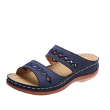 Breakj Women's Shoes Large-Size New Slippers Retro Car Line Anti-Slip Round Slope And A Word Cold Slippers