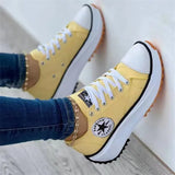 Breakj Spring New Low-Top Single Shoes Women's Thick-Sing Canvas Shoes Women's Canvas Pine Cake Bottoms Large Women's