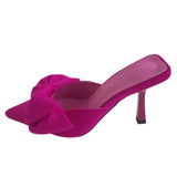 Size Pointed Head High With Slippers Female Summer New Fashion With Bow Cloth Face Wearing Slippers