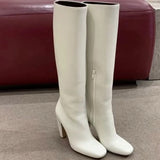 Breakj Three Round Head Thick And White High Barrel Boots Women 2025 Autumn And Winter New Super High Heel Thin But
