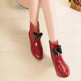 Elegant Short Women Rubber Boots Elastic Band Ankle Rain Boots Fall Autumn Rain Day Waterproof PVC Flower bow Woman