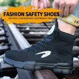 Ryder Shoes Men and Women Work Safety Shoes Steel Toe Cotton High-Top Ankle Boots Puncture-Proof Work