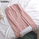 casual Autumn Winter Basic v-neck Sweater pullovers Women 2021 loose Knit Pullover female Long Sleeve Khaki