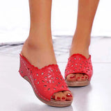 Sandals Women Summer Wedge Flowers Shoes Sandals Fish Mouth Woman Sandals Femme Plus Size Female Shoes Zapatos De