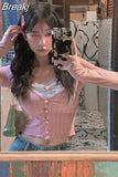 Lace Blouse Casual Woman 2023 Autumn Sweet Long Sleeve Knitted Sweater Female Design Korean Fashion Crop Tops Slim
