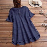 Womens Lace Shirts Fashion 2022 ZANZEA Embroidery Tops Button Short Sleeve Shirts Female Asymmetrical Blusa