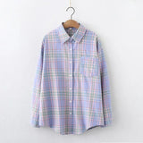 Style Plaid Shirts Women 2021 New Loose Design Blouse Lady Long Sleeve Blouses Cotton Casual Shirt Women Tops