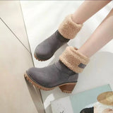 Breakj Boots New Autumn And Winter Plus Velvet Warm Two Wear Women's Boots Thick Heel Middle Boots Large Size Snow Boots