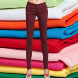 Top Quality Women Pencil Pants Slim Trousers Woman Jeans Solid Girls Sweet Candy Color Femme