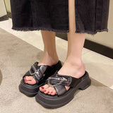 Breakj Platform Cake Slippers Women Wear Ins Tide Summer 2023 New Korean Version Chain Cross-Word Cool