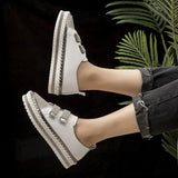 Women Crystal Flat Shoes Autumn Fashion Lace Up Ladies Casual Shoes Comfortable Round Toe Platform
