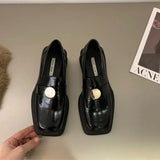 Heel Loafer Shoes for Women Lolita Contrast Color Pumps Women Chunky Heel Slip-on Leather Shoes British style