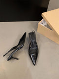 Summer Silver Heels Pointed Toe Women Pumps Fashion Slip on Slingbacks Shoes Ladies Sexy Heel Party Dress