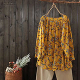 ZANZEA Women Blouses Shirt Summer Autumn 2022 Bohemian O Neck Long Sleeve Retro Floral Print Tunic Loose Tops