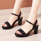 Breakj Temperament High-Heeled Sandals Women 2025 Summer New Fashion Buckle With Roman Sandals Fish Mouth Open Toe Show Women's