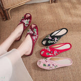 Breakj Embroidered Cloth Shoes Cloth Art Outside Wear Slippers Summer Cool Drag National Wind Retro Xiangyun Fish Mouth Women's