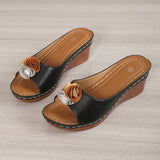 Breakj And Flower Slippers Women Wear 2025 Summer New Large Size Loose Cake Thick Bottom Comfortable Cool