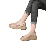 Muffin Thick-Soled Sandals Women's 2024 Summer New Breathable Vintage Velcro Roman Sandals Large