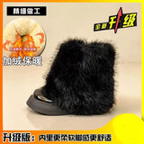 Style Snow Boots Martin Boots 2024 New Autumn And Winter Fluffy Short Boots Round Head Thick Soles Pipe