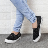 summer sneakers Ladies Shoes Flat Loafers Crystal Fashion white Bling Sneakers knit Slip On Breathable Casual