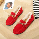 Loafers Warm Plush Women Moccasins Soft Sole Ladies Non Slip Shallow Suede Leather Sewing Female Flats Shoes 2021