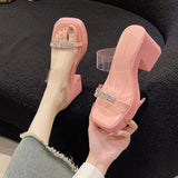 Breakj Design Sense Transparent One Word With Thick Platform Thick Heel Sandals Female 2023 Summer New Fashion Increased