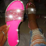 Sandals Women Flip Flops Rhinestone Flat Sandals Ladies Slippers Shoes Female Round Toe Luxury Bling Sandalias