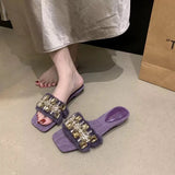 Breakj Slippers Women In The Summer Of 2025 New Soft Glutinous Wear! Milk Tea Apricot Water Drilling Temperament Exposed Toe Hairy