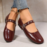 Breakj And Autumn 2025 New Mary Jane French Round Head Flat Bottom Wearing A Word Buckle Buckle Women's Single