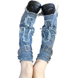 Breakj Leg Set Thin Drawstring Pile Socks Crucifix Design Boots Horn Socks Tide