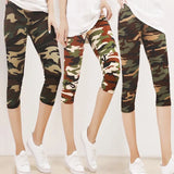 Camouflage Printed Leggings Sexy Women Lady Army Green High Elastic Fitness Leggins Polyester Capris Workout
