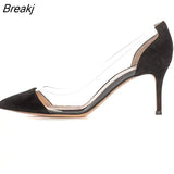 women's 80mm velvet toe dignified transparent high heel shallow shoes wedding dress professional suit
