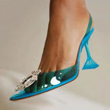 transparent sandals women summer 2021 new rhinestone sexy Baotou jelly banquet high heels Large