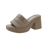 Breakj Thick Bottom One Word Cool Slippers Female 2024 Summer New Fashion Outside Wearing Slippers Thick Heel Sandals
