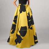 Women 2022 Fashion Big Flower Printed Swing Skirts Celmia Elegant High Waist Long Maxi Skirt Casual Loose Holiday A-line