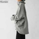 Women's Autumn Sweatshirts ZANZEA 2022 Stylish Turtleneck Hoodies Long Sleeve Pullovers Female Casual Stiching Solid