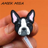 Single Sale Animal style Shoe Charms Accessories Cute Bulldog Garden Shoe Decoration for croc jibz Kid's X-mas Gifts