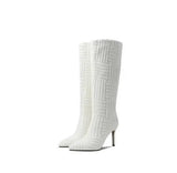 Women's Boots Autumn Winter New Women's Knight Boots Knee-length Boots Pointed Toe Sexy Stilettos 2022 Elastic Cloth