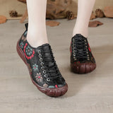 Mother Shoes Tie Baotou Deep Mouth Women's Shoes Leather Soft Heels Wear-Resistant Soft Soles Fashionable Middle-Aged And