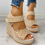 2020 Fashion INS Hot Lace Leisure Women Wedges Heeled Women Shoes Summer Sandals Party Platform High Heels Shoes