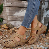 Rome Pedal One Foot Fashion High Slope Heel Breathable Slope Heel Velcro Outdoor Wedge Sandals Slippers