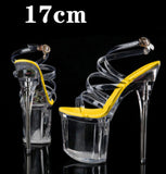 Breakj 34-43 Ultra High Heel Fishmouth Silver Heel Cross Strap Sandals Nightclub Sexy