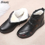 2022 Genuine Leather Fashion Winter Women Ankle Boots Warm Wool Female Snow Boots Platform Casual Shoes Woman Short