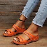 Breakj New Large Size Slippers Retro Car Line Anti-Slip Round Slope With Comfortable Word Slippers