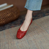 Women Flats 2021 Spring Autumn Bowknot Round Toe Soft Ladies Flat Shoes Shallow Casual Female Shoes Loafers Women Red